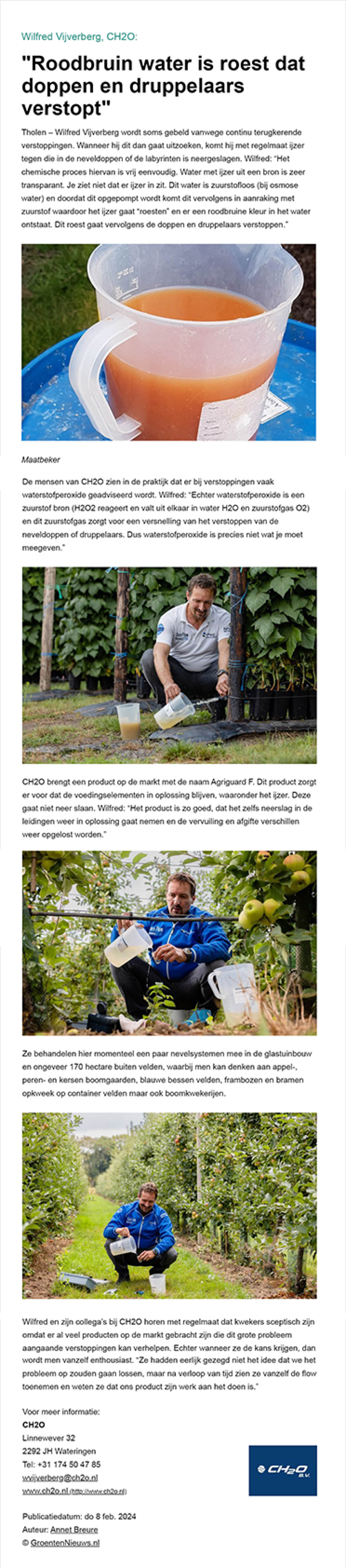 Roodbruin water is roest dat doppen en druppelaars verstopt