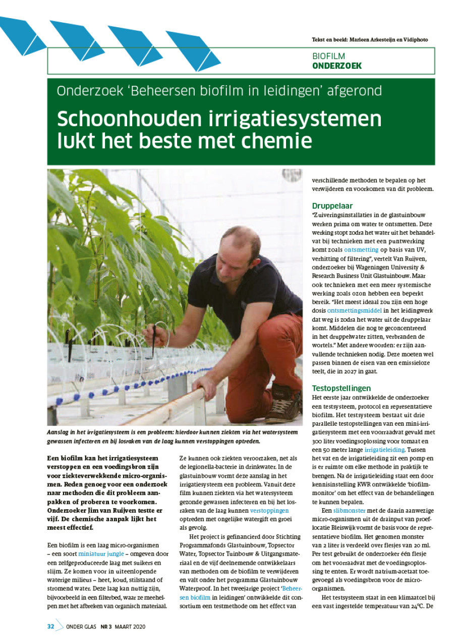 Schoonhouden irrigatiesystemen lukt het beste met chemie
